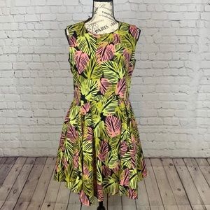 Bar III Green, Pink, & Black Floral Dress